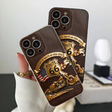 100 Years Of Route Personalized Gifts For Bikers - Personalized Biker 3D Embossed Leather Phone Case