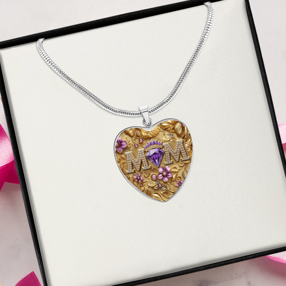 We Love You Mom - Personalized Mother Heart Pendant Necklace