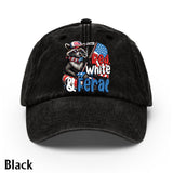 Red, White & Feral Racoon - Personalized Independence Day/ 4th of July Washed Denim Cap