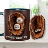 We Caught The Best Mom - Personalized Baseball Accent Mug & Shaped Coaster