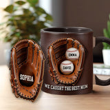 We Caught The Best Mom - Personalized Baseball Accent Mug & Shaped Coaster