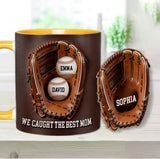 We Caught The Best Mom - Personalized Baseball Accent Mug & Shaped Coaster
