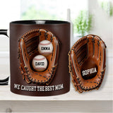 We Caught The Best Mom - Personalized Baseball Accent Mug & Shaped Coaster