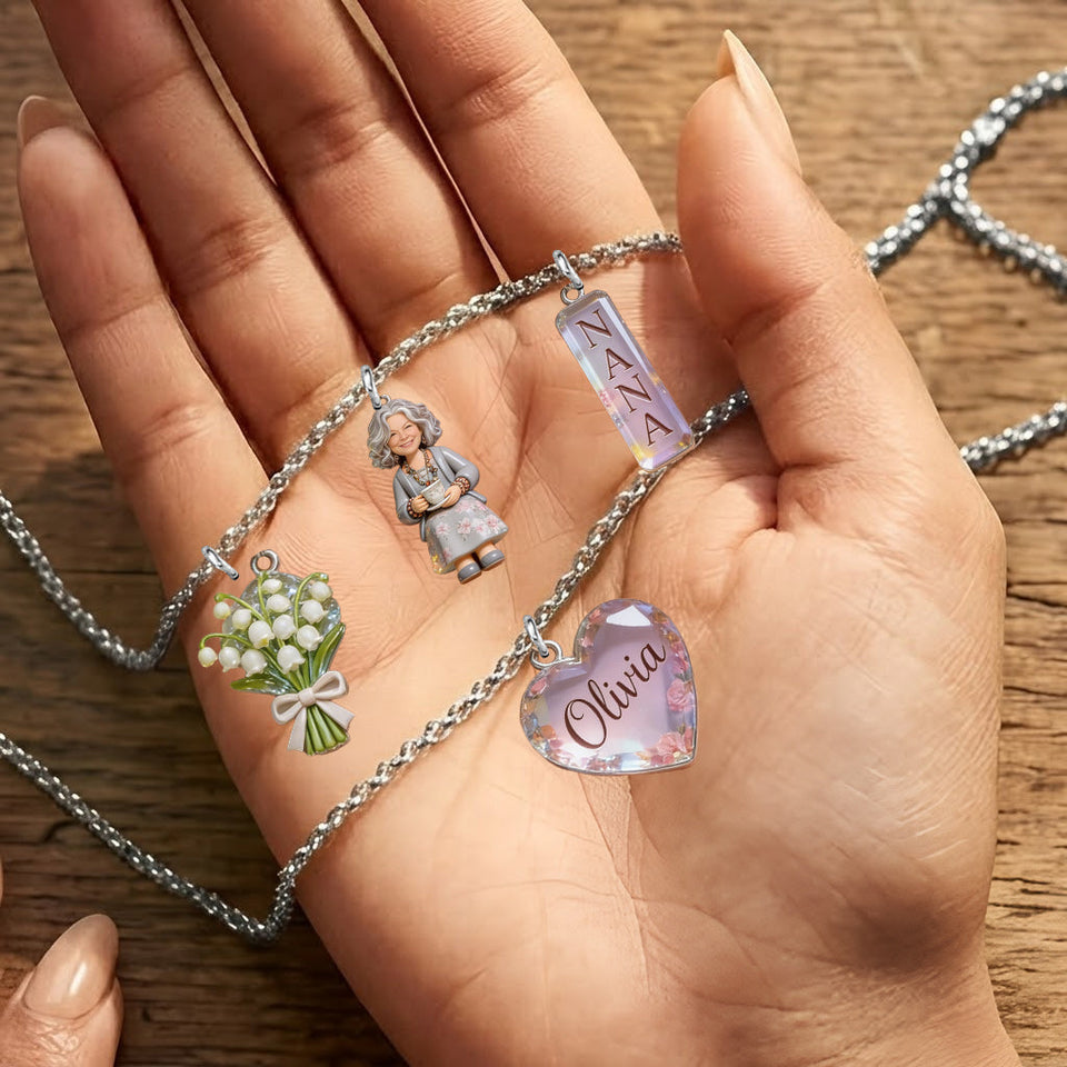 Custom Any Photo, Gift For Grandma, Mom - Personalized Grandma Metal Necklaces With Pendants