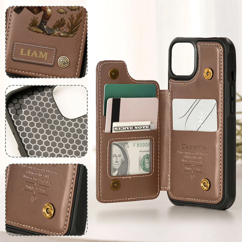 Scuba Diving Lovers Gift - Personalized Scuba Diving Wallet Phone Case