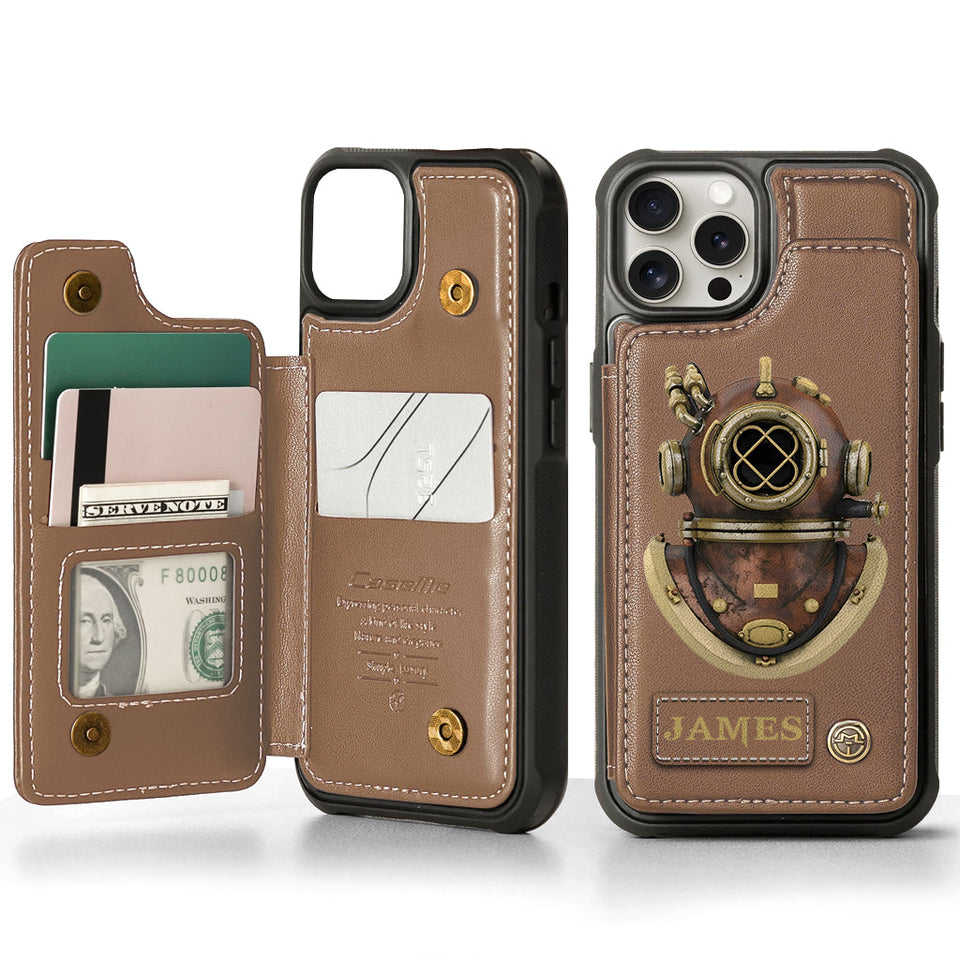 Scuba Diving Lovers Gift - Personalized Scuba Diving Wallet Phone Case
