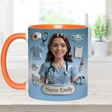 She Works Willingly With Her Hands - Personalized Nurse Accent Mug