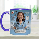 She Works Willingly With Her Hands - Personalized Nurse Accent Mug