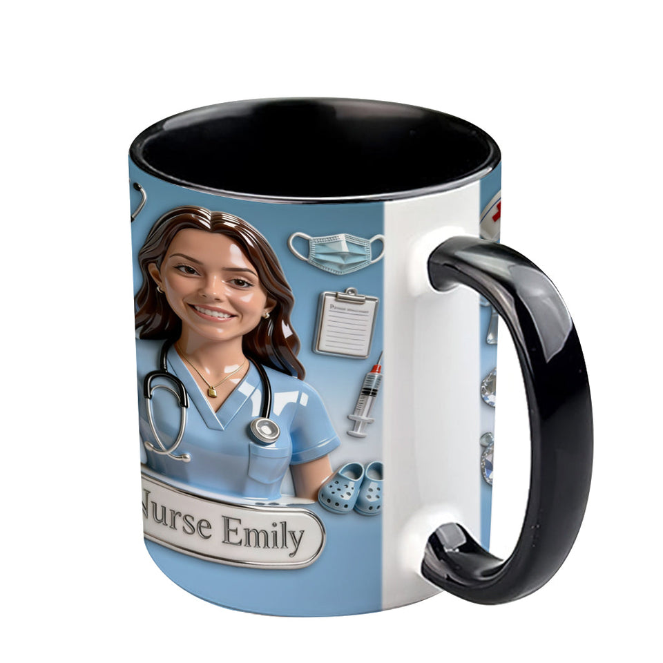 She Works Willingly With Her Hands - Personalized Nurse Accent Mug