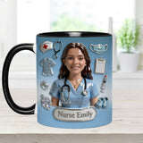 She Works Willingly With Her Hands - Personalized Nurse Accent Mug