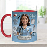 She Works Willingly With Her Hands - Personalized Nurse Accent Mug