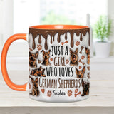 Just A Girl Who Loves German Shepherds - Personalized German Shepherd Dog Accent Mug