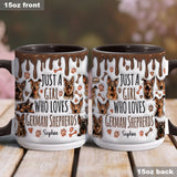 Just A Girl Who Loves German Shepherds - Personalized German Shepherd Dog Accent Mug