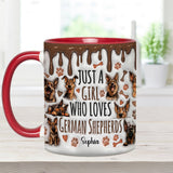 Just A Girl Who Loves German Shepherds - Personalized German Shepherd Dog Accent Mug