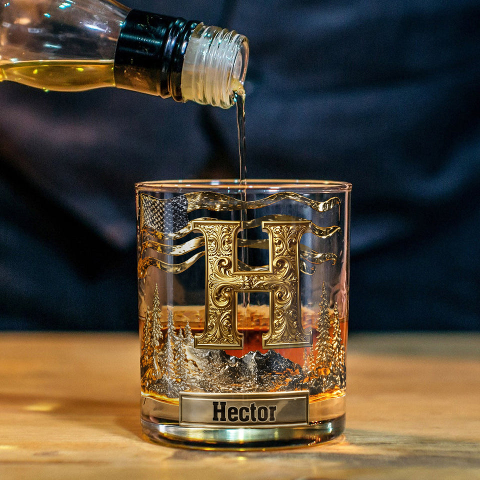 Alphabet Initial For Whiskey, Bourbon... Lovers - Personalized Whisky Whiskey Glass