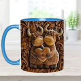 Cute Highland Cow Couple - Personalized Highland Cow Accent Mug