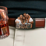 Best Dad Ever - Personalized Father Leather Belt With Shaped Buckle
