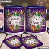 Happy Mardi Gras - Personalized Mardi Gras Accent Mug & Coaster