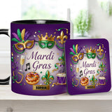 Happy Mardi Gras - Personalized Mardi Gras Accent Mug & Coaster