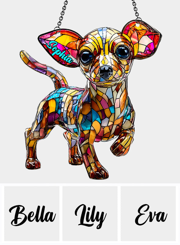 Adorable Chihuahua - Personalized Chihuahua Window Hanging Suncatcher Ornament