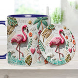 Love Flamingo - Personalized Flamingo Accent Mug & Coaster