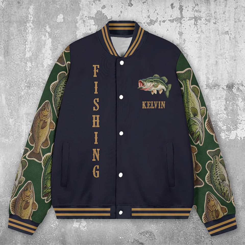 Love Fishing - Personalized Fishing Varsity Jacket