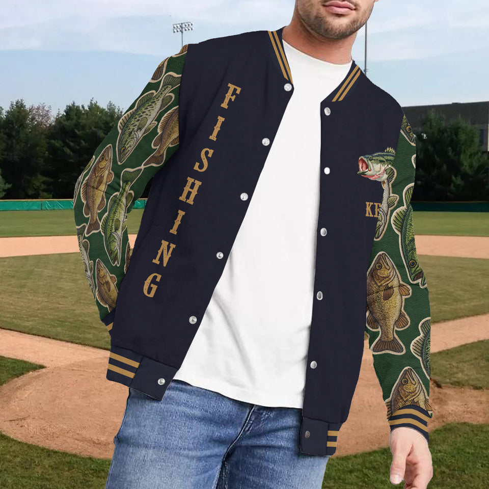 Love Fishing - Personalized Fishing Varsity Jacket