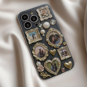 Couple Photo Frame Unique Gift - Personalized Couple Leather Phone Case