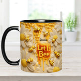 Let It Bee, Bee Flowers - Personalized Bee Set Accent Mug with Acrylic Stirrers