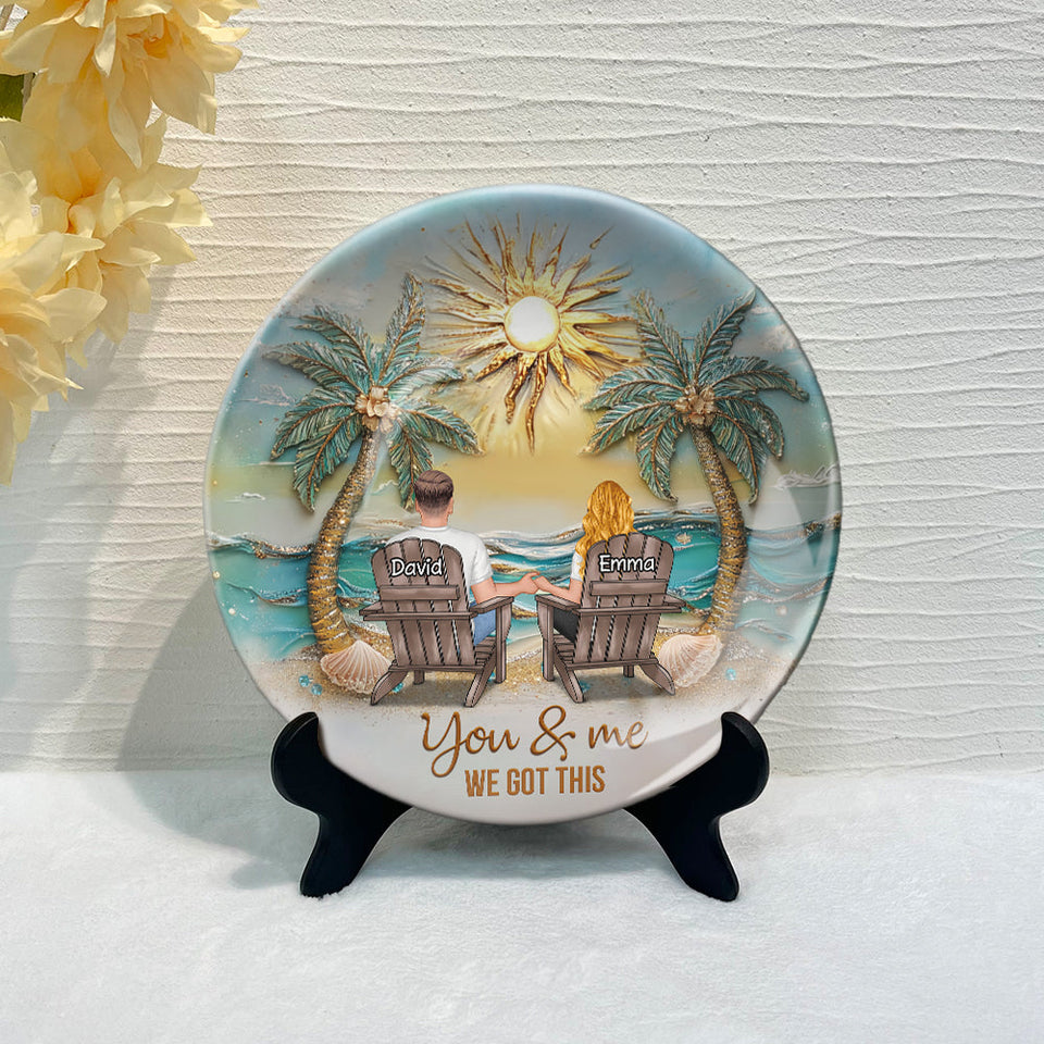 Toi et moi, on gère ça - Assiette ronde en céramique personnalisée pour couple