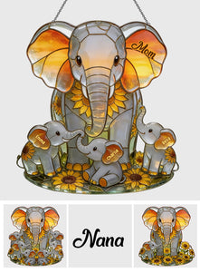 Elephant Mom - Personalized Elephant Window Hanging Suncatcher Ornament