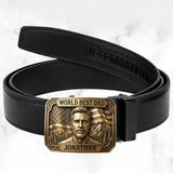 Unique Gift For Father's Day - Personalized Father Leather Belt With Shaped Buckle