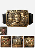 Unique Gift For Father's Day - Personalized Father Leather Belt With Shaped Buckle