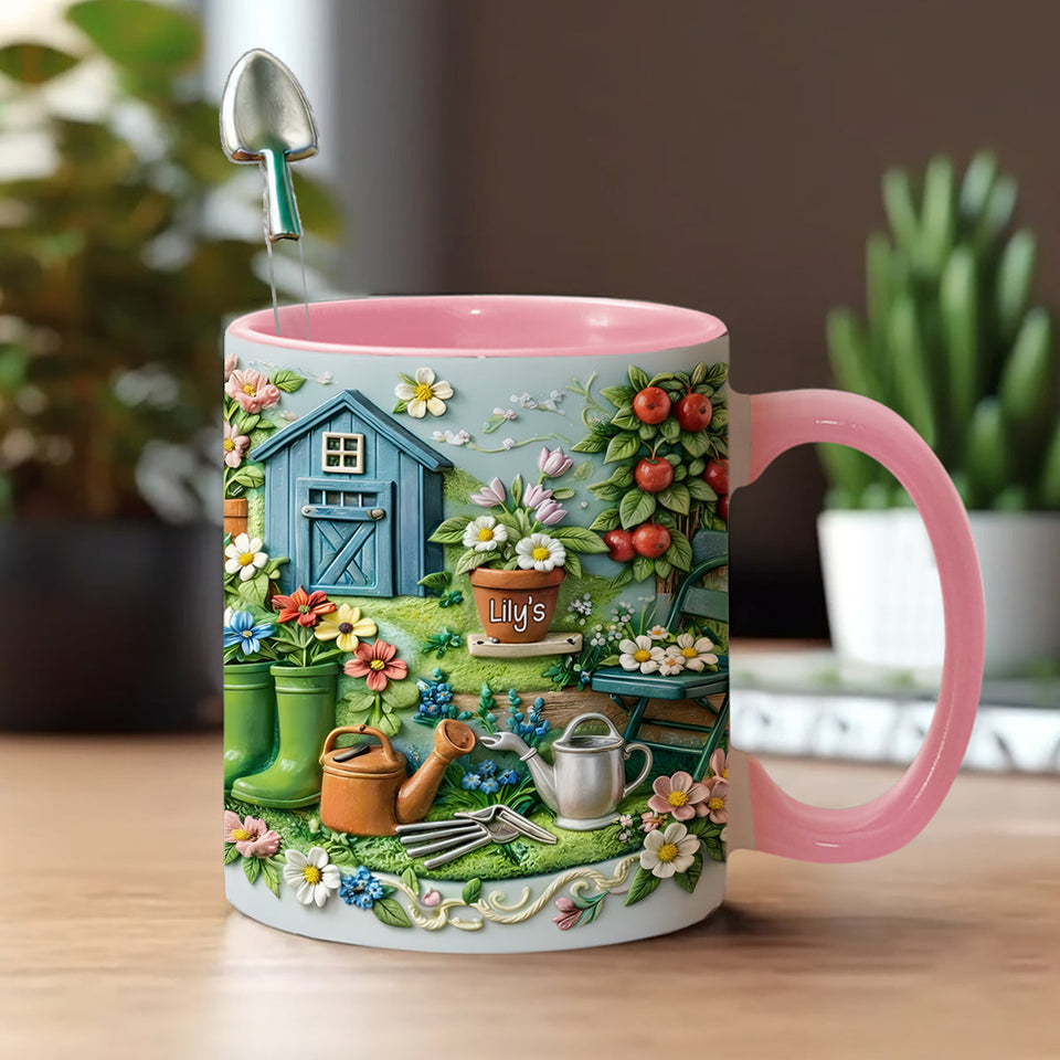 Gardening Mug, Gardening Lover Gift - Personalized Gardening Set Accent Mug With Acrylic Stirrers