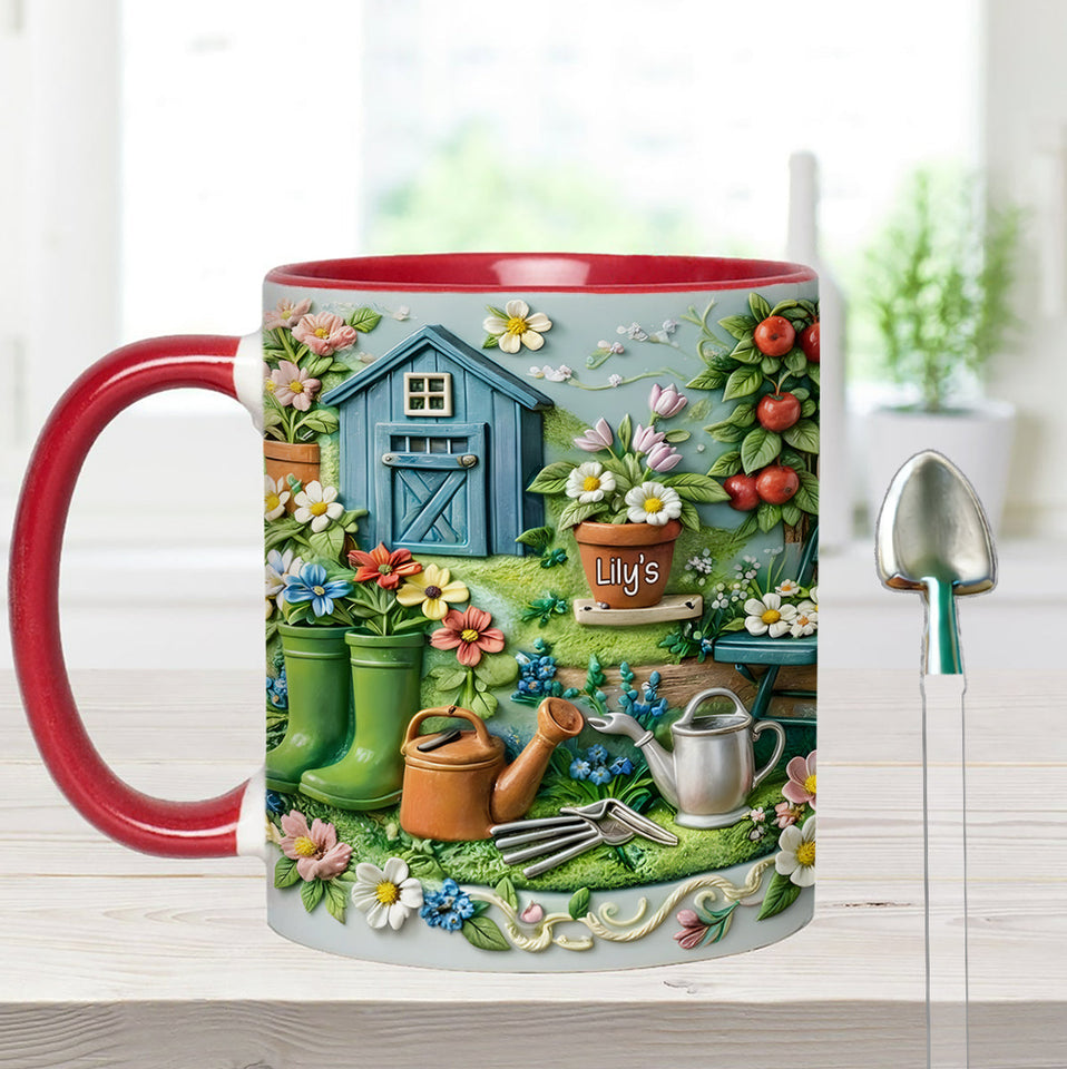 Gardening Mug, Gardening Lover Gift - Personalized Gardening Set Accent Mug With Acrylic Stirrers