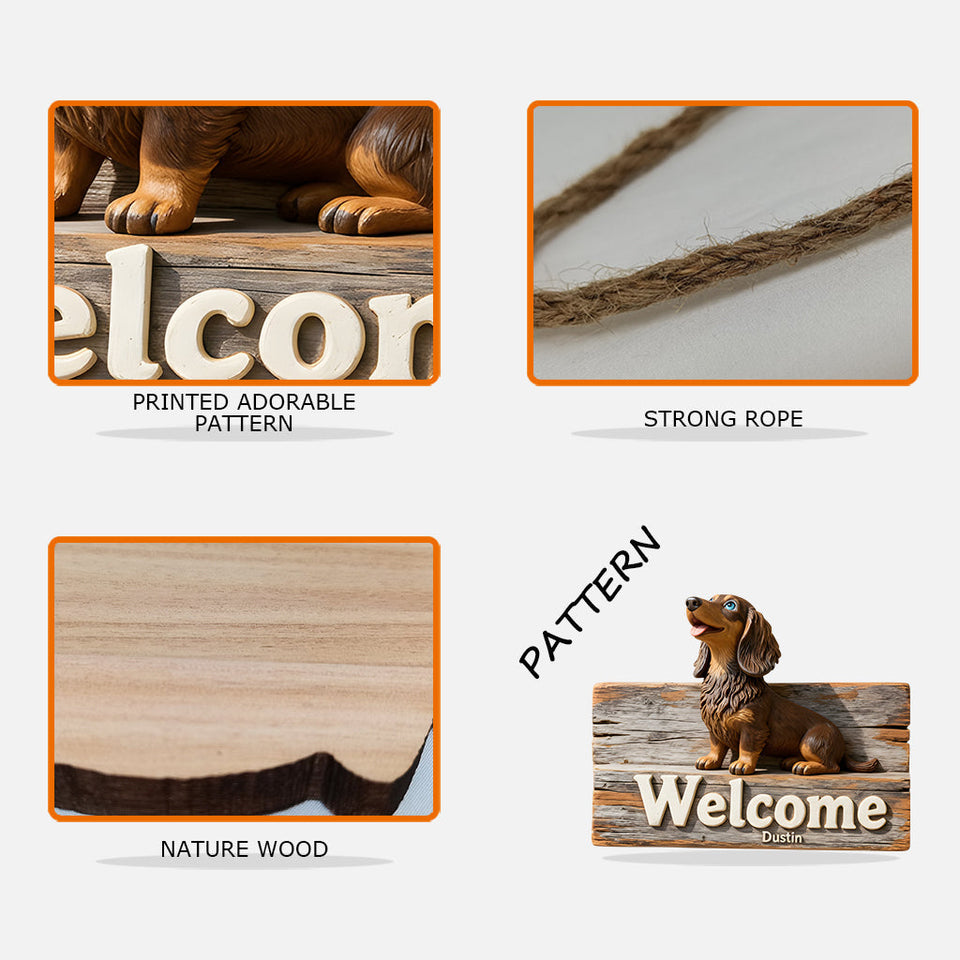 Welcome - Personalized Dog Custom Shaped Wood Sign