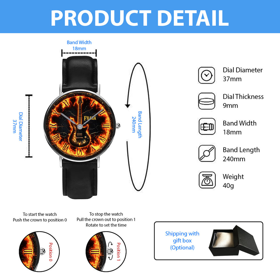 Fire Guitar - Personalized Guitar Hand Watch