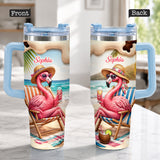 Pink Flamingo - Personalized Flamingo Tumbler With Plush Charm