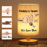 Daddy's Team First Bump - Personalized Father Table Lamp with Wood Base