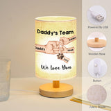 Daddy's Team First Bump - Personalized Father Table Lamp with Wood Base