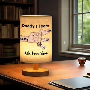 Daddy's Team First Bump - Personalized Father Table Lamp with Wood Base
