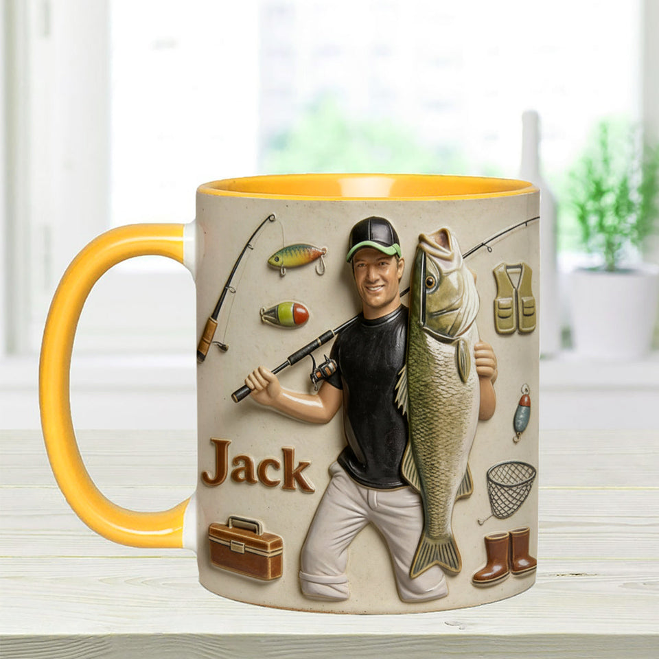 Love Fishing - Personalized Fishing Set Accent Mug with Acrylic Stirrers