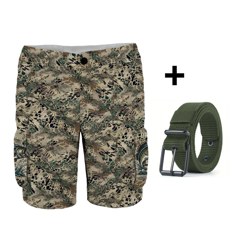Fishing Gift For Him/ Husband/ Dad.... - Personalized Fishing Cargo Shorts With Belt