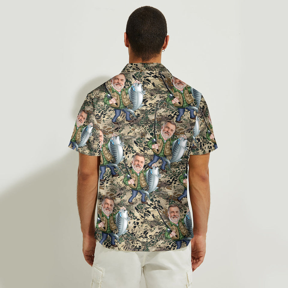 Funny Fishing Gift For Him/ Husband/ Dad...., Photo Personalize - Personalized Fishing Hawaiian Shirt
