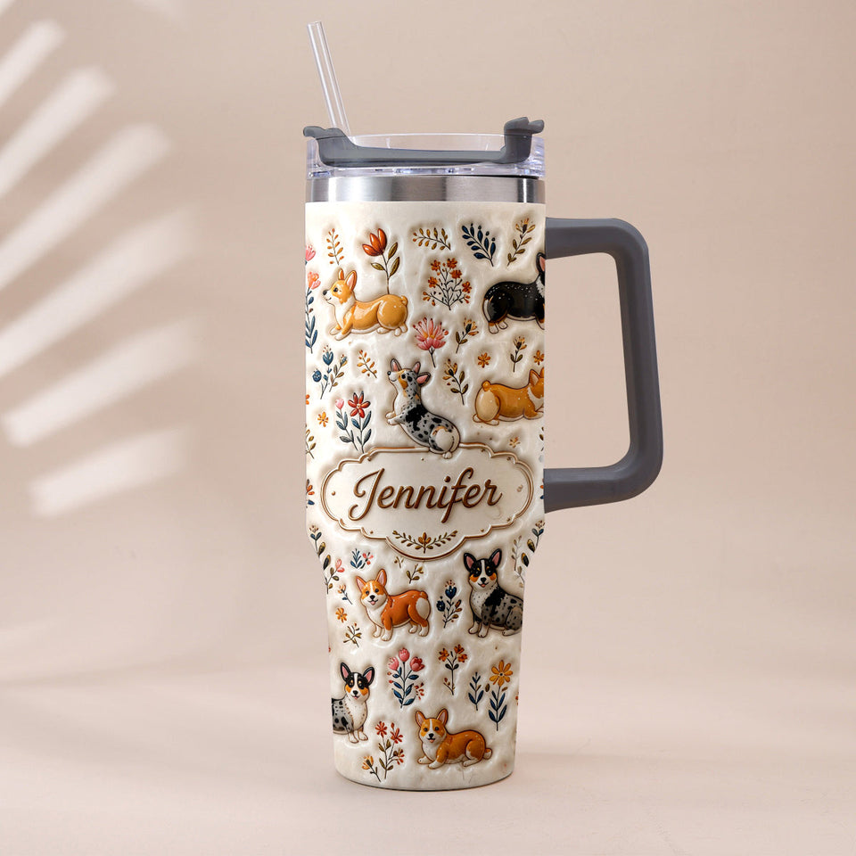 Vintage Dog - Personalized Dog Tumbler With Plush Charm