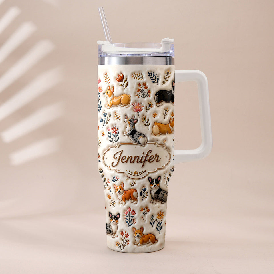 Vintage Dog - Personalized Dog Tumbler With Plush Charm