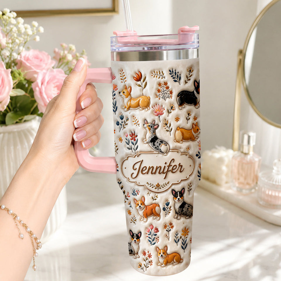 Vintage Dog - Personalized Dog Tumbler With Plush Charm