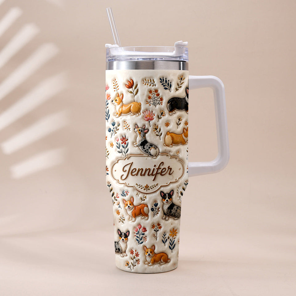 Vintage Dog - Personalized Dog Tumbler With Plush Charm