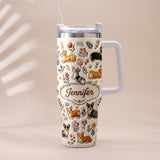 Vintage Dog - Personalized Dog Tumbler With Plush Charm