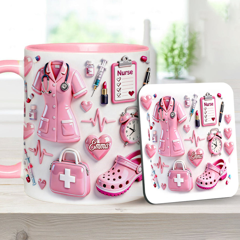 Nurse Life - Personalized Nurse Accent Mug & Coaster